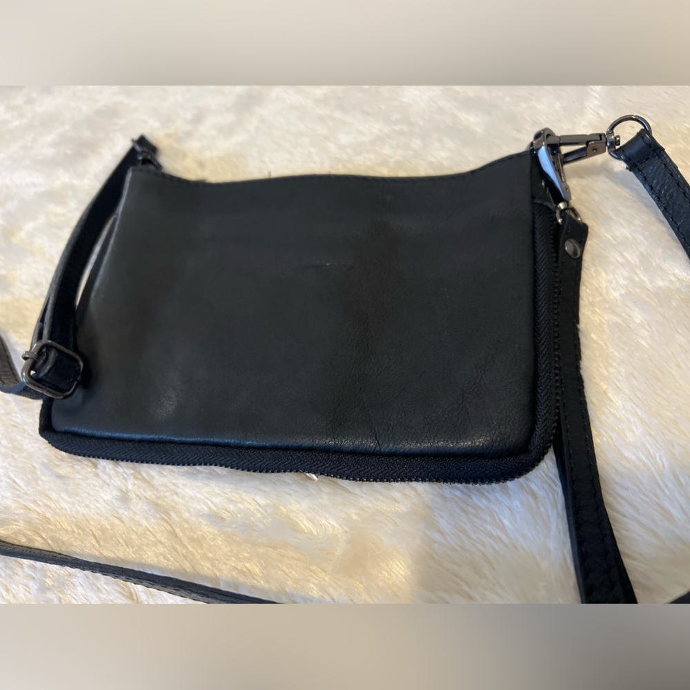 Authentic Italian Leather & Pony Hair Crossbody Bag & Wristlet, Beaded Design - Picture 4 of 7